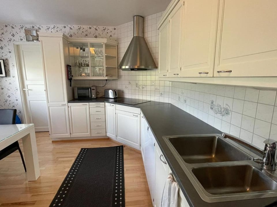 Kitchen or kitchenette, dishwasher, stove