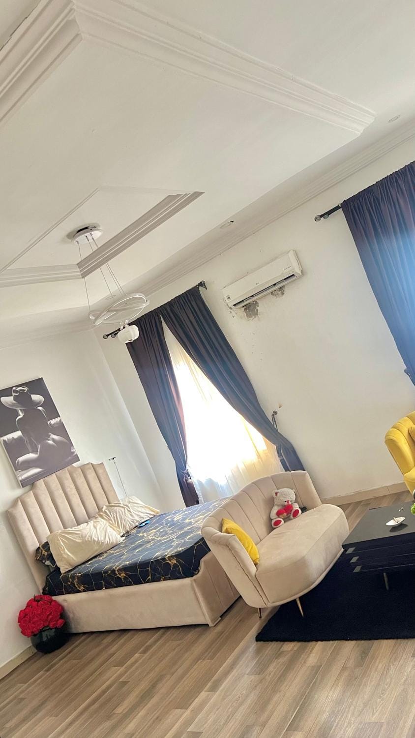 Bed, Photo of the whole room, Seating area, air conditioner