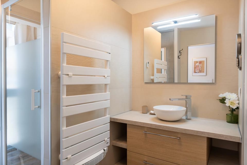 Bathroom, hair dryier, towels, dryer
