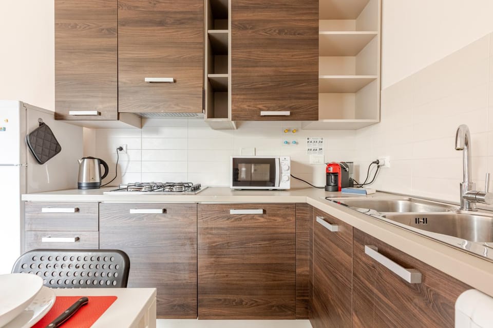 Kitchen or kitchenette, stove
