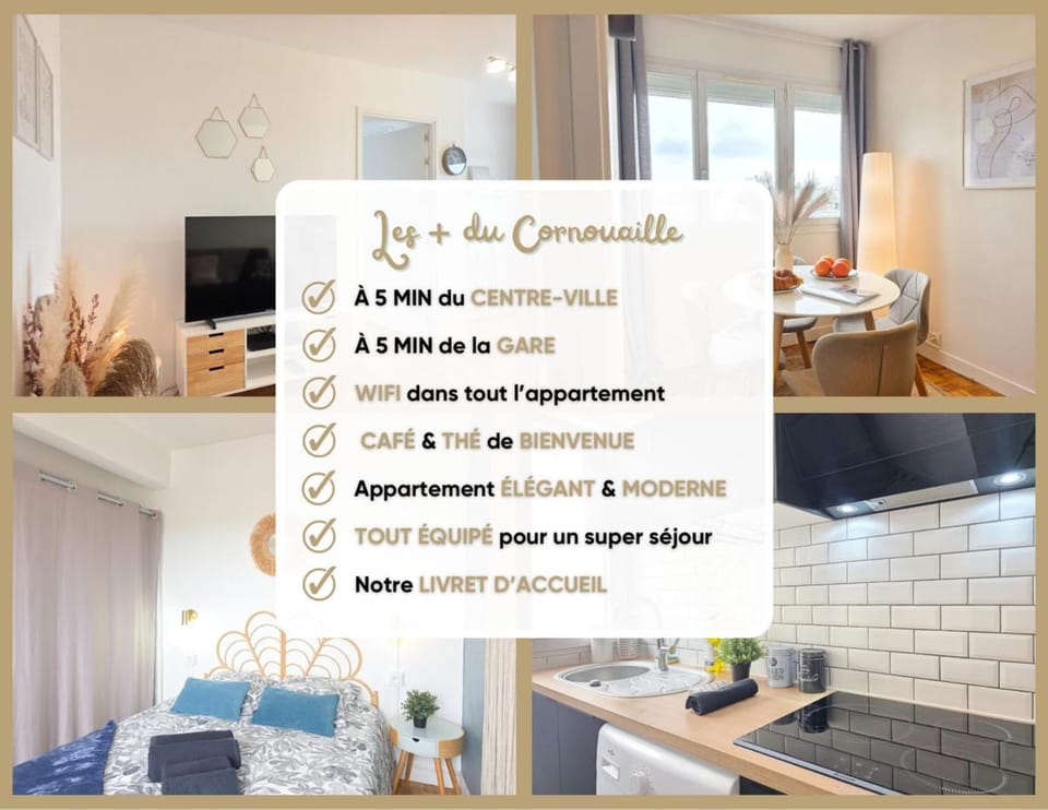Le Cornouaille - Central, Élégant & 5m Gare Apartment in Brittany