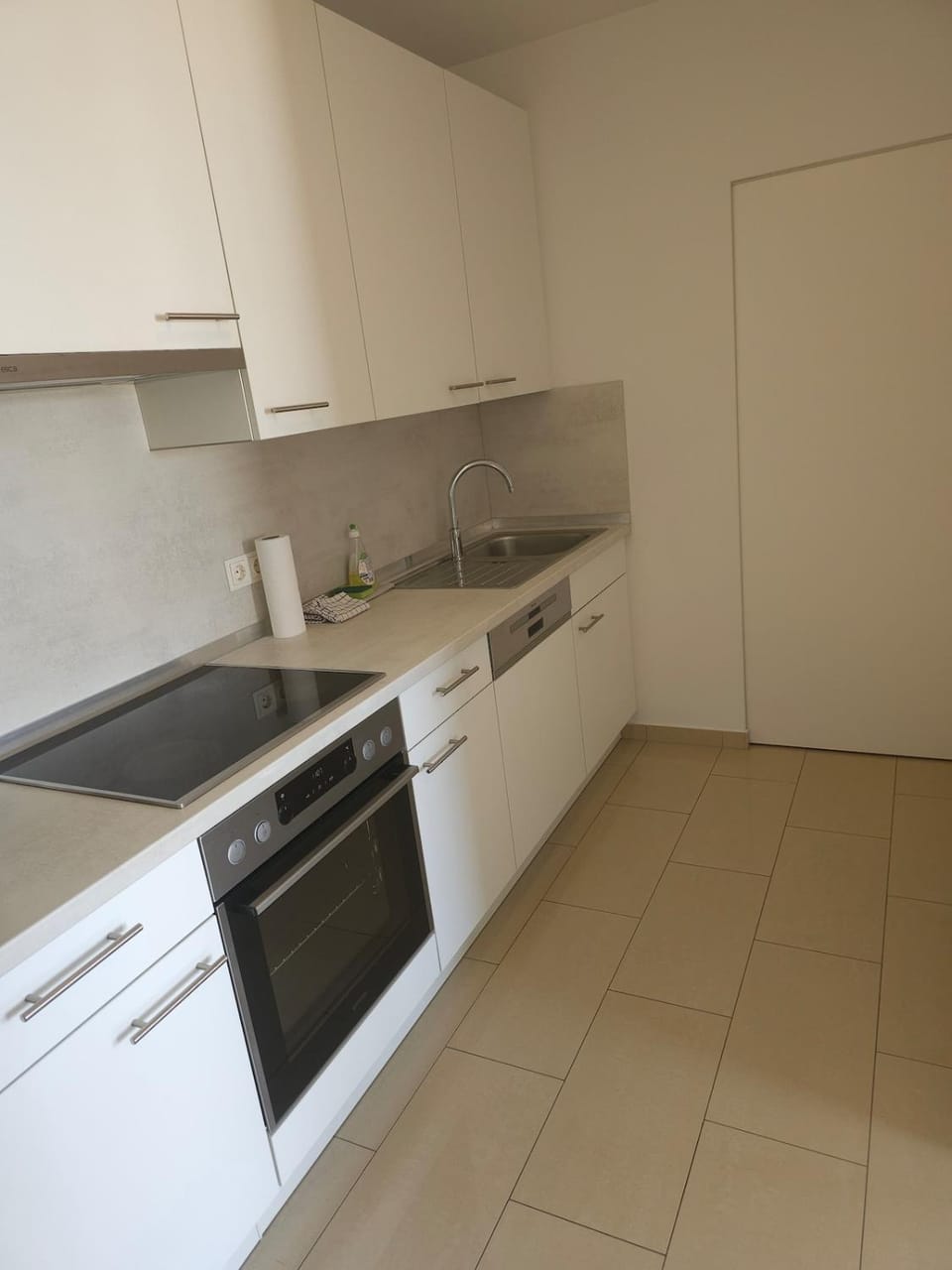 Kitchen or kitchenette, dishwasher, oven, stove