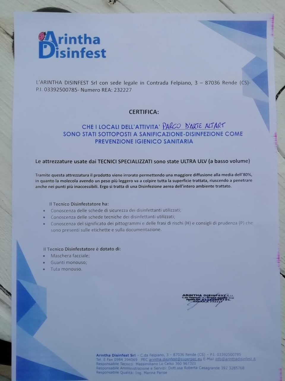Certificate/Award