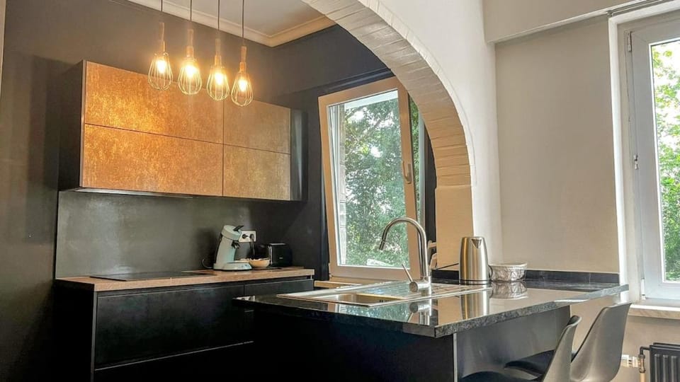 Kitchen or kitchenette, stove