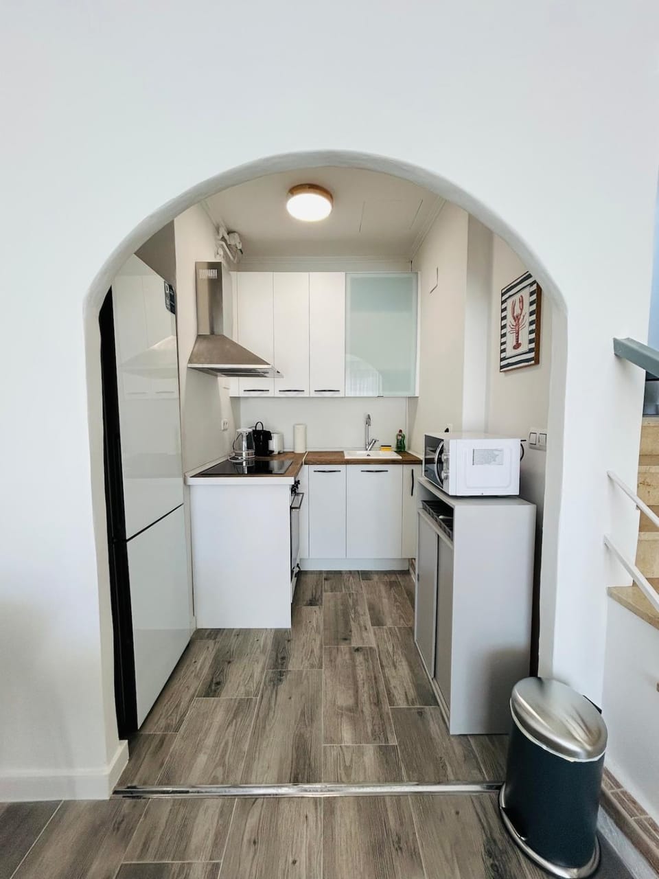 Kitchen or kitchenette, stove