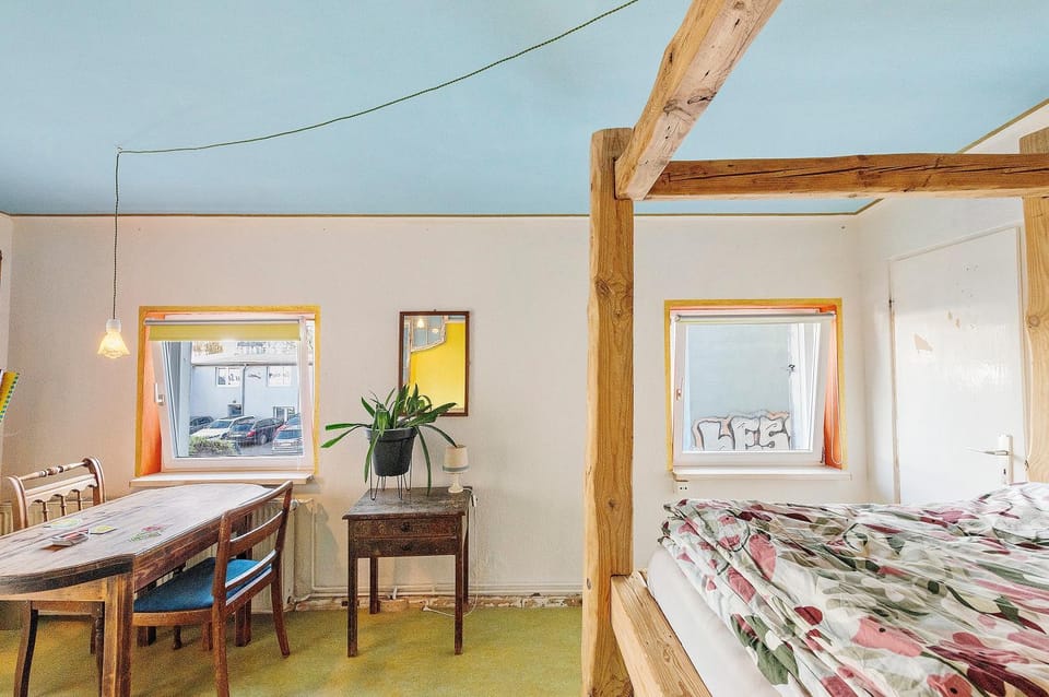 Property building, Living room, Bedroom