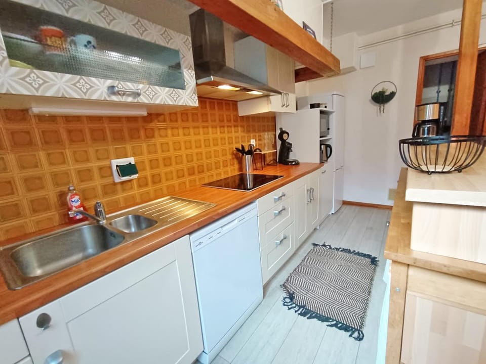 Kitchen or kitchenette, dishwasher, stove