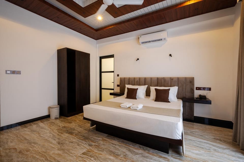 Bed, wardrobe, air conditioner