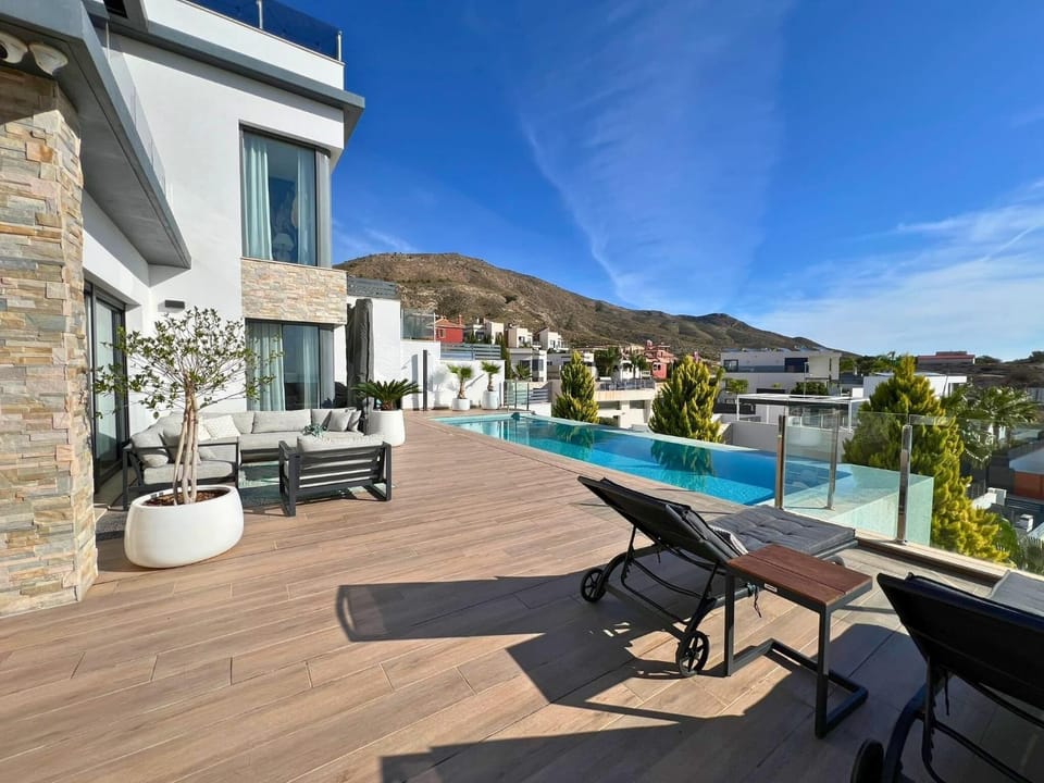 Property building, Living room, Swimming pool