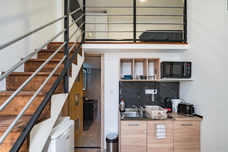 Kitchen or kitchenette, stove, toaster