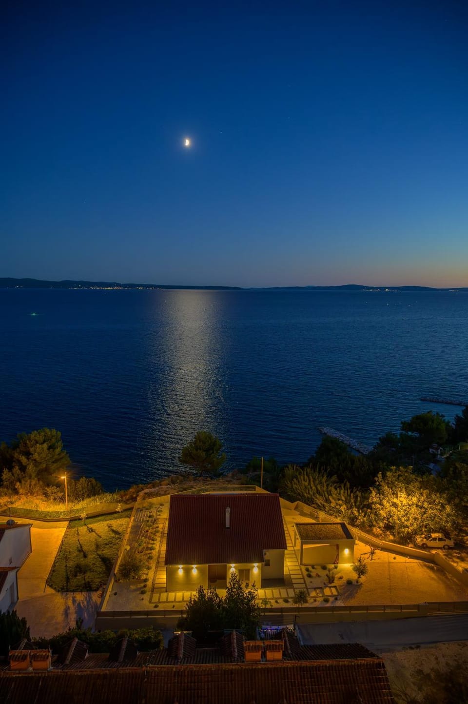 Night, Natural landscape, Sea view