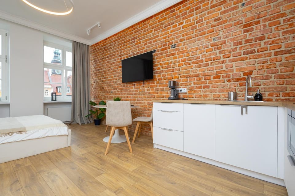 Bed, TV and multimedia, Kitchen or kitchenette, Living room, Seating area, Bedroom