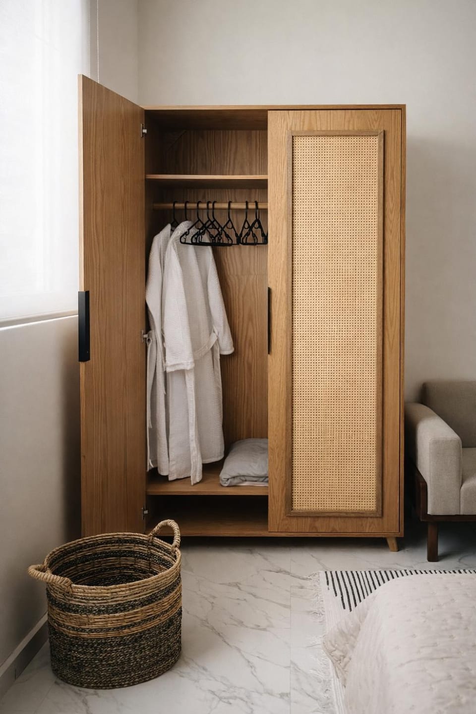 Photo of the whole room, Bedroom, wardrobe