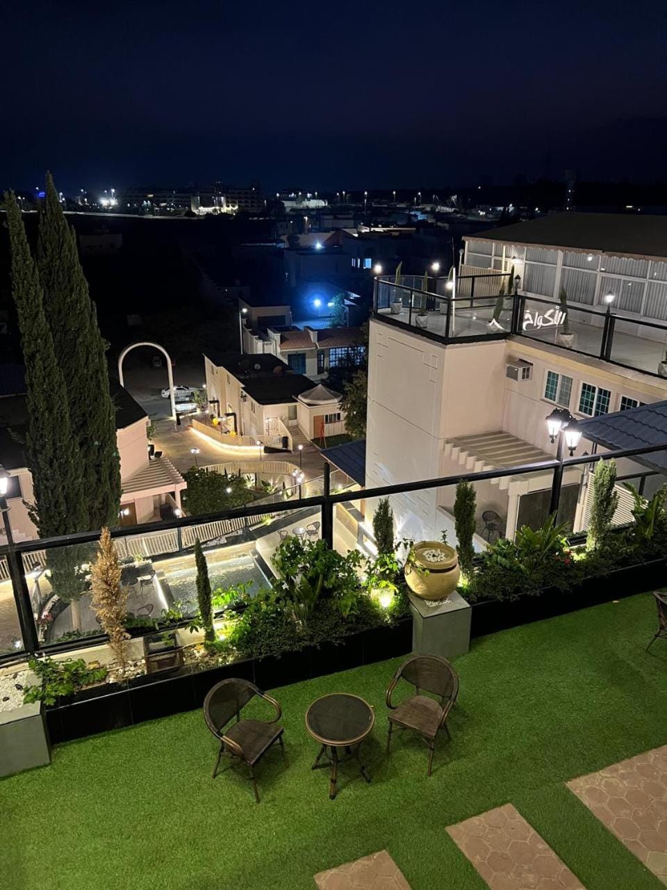 Property building, Patio, Night, View (from property/room), Balcony/Terrace