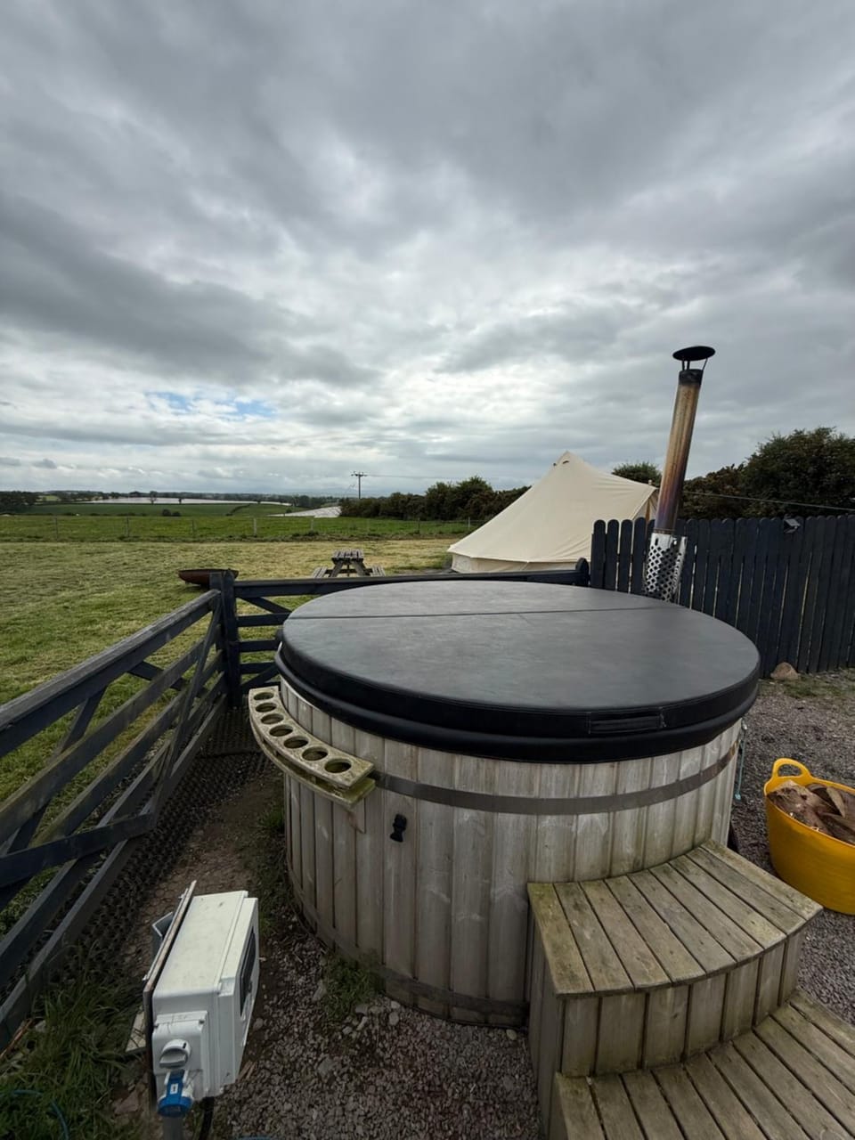 Glamping on a working farm five miles west of Carlisle House in Allerdale District