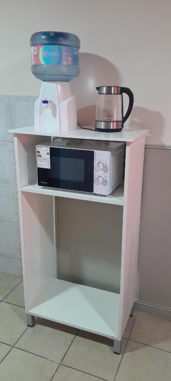 Kitchen or kitchenette, microwave