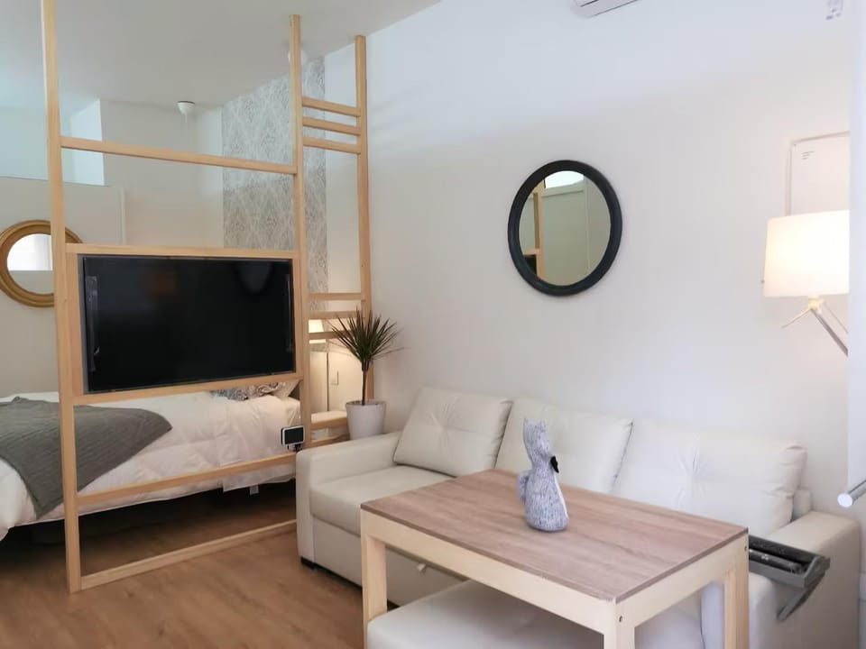Bed, TV and multimedia, Living room, Photo of the whole room, Seating area, Bedroom