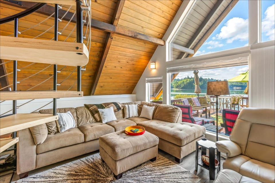 Beautifully Remodeled Beach Front A-Frame Chalet in Shelton