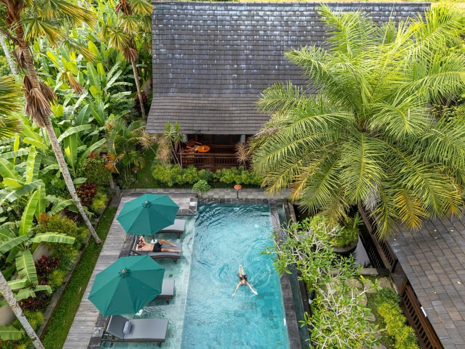 Swimming pool, sunbed