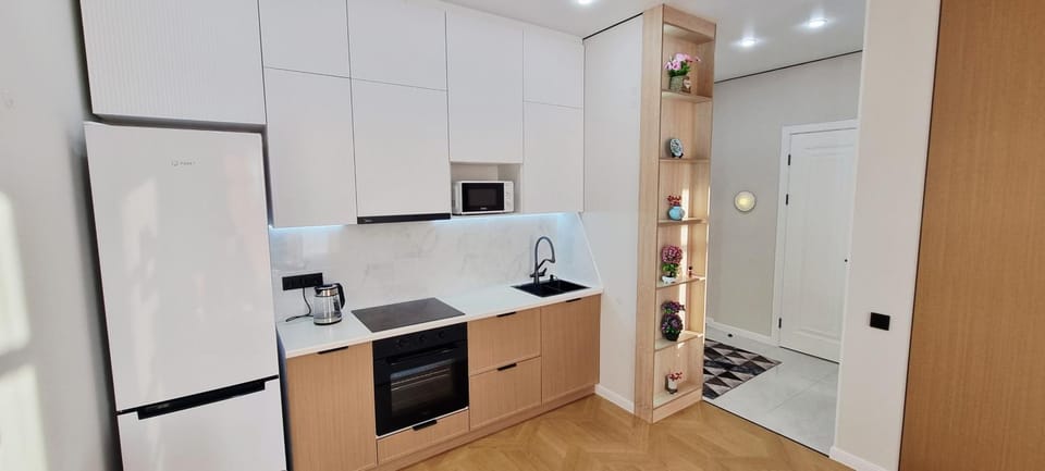 Kitchen or kitchenette, oven, stove