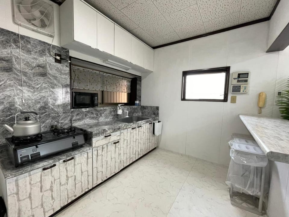 Kitchen or kitchenette, stove