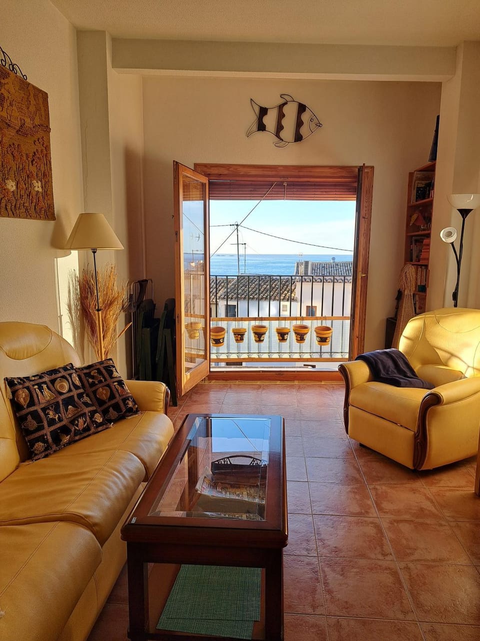 View (from property/room), Balcony/Terrace, Living room, Seating area, Sea view