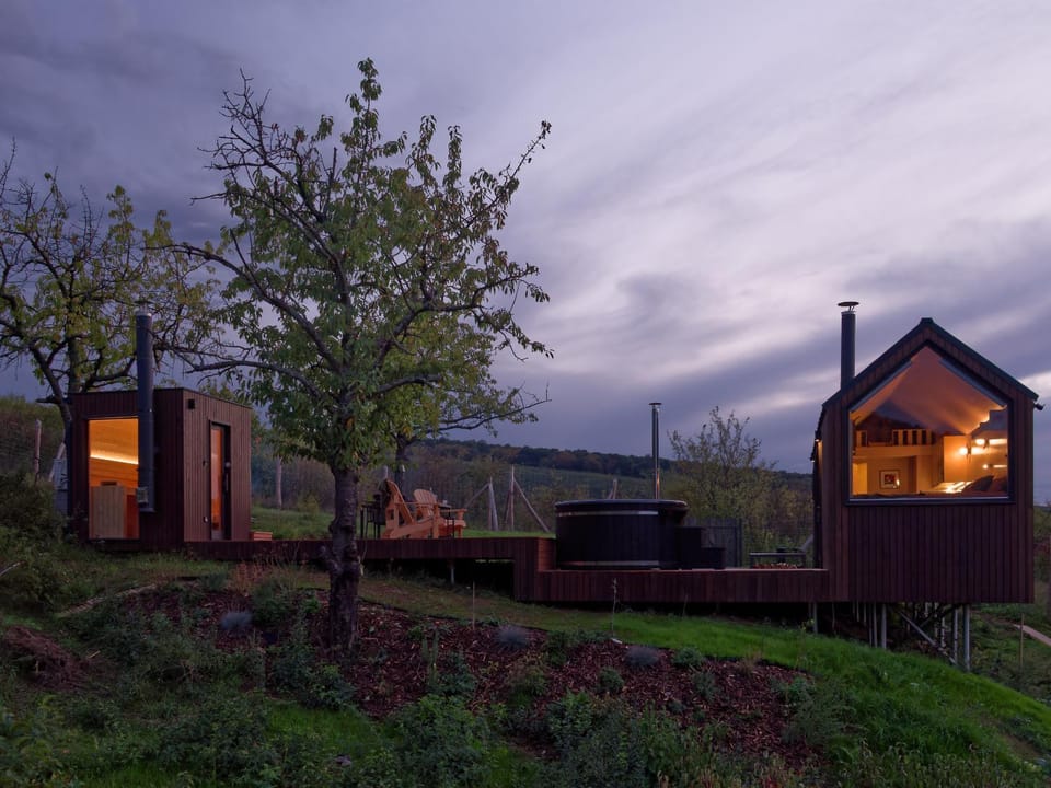 Property building, Night, Garden view
