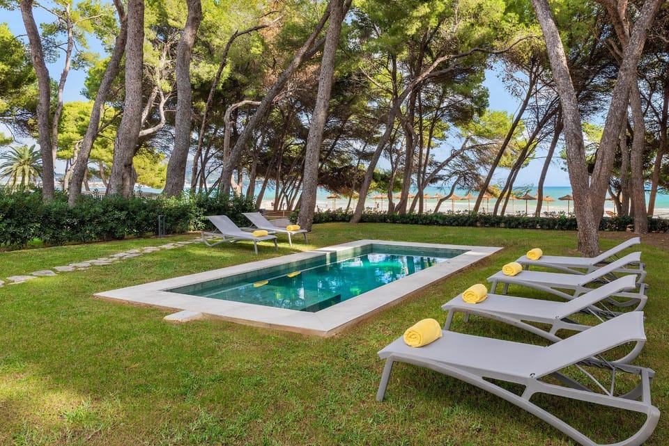 Property building, Living room, Swimming pool