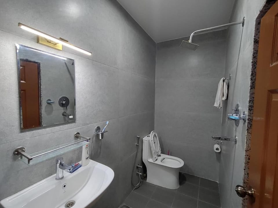 Bathroom, bidet, towels