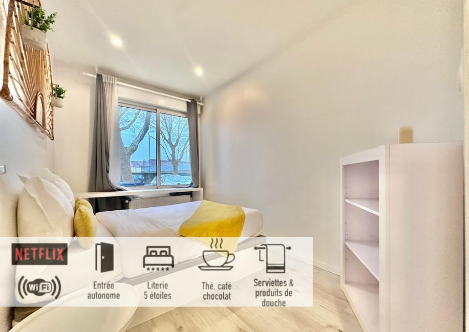 30 - Appartement avec TV XL, 2 chambres, jardin, parking, prox Gare et CentreLille Apartment in Lille