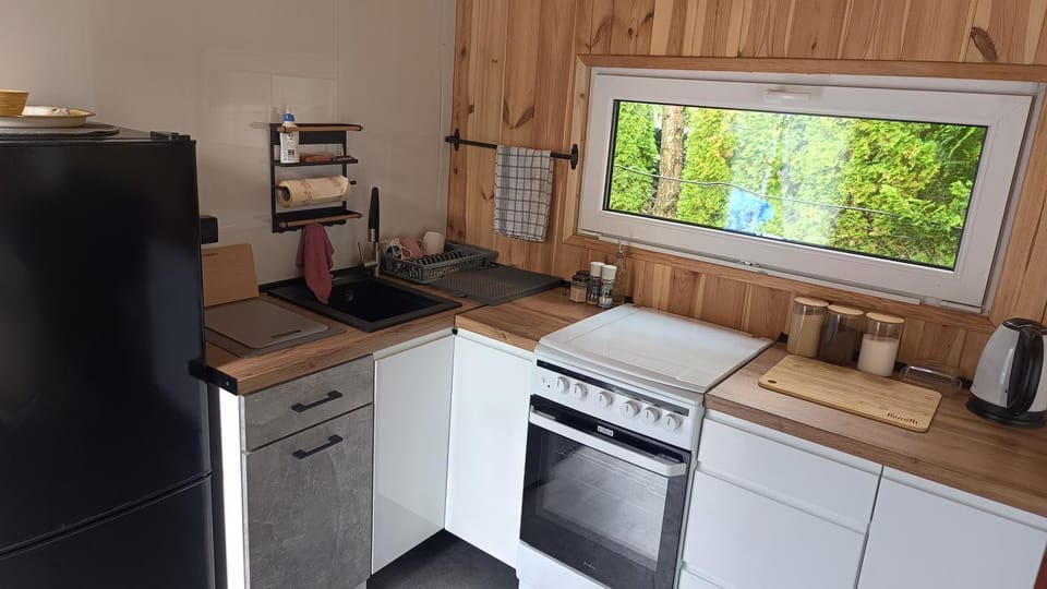 Kitchen or kitchenette, oven