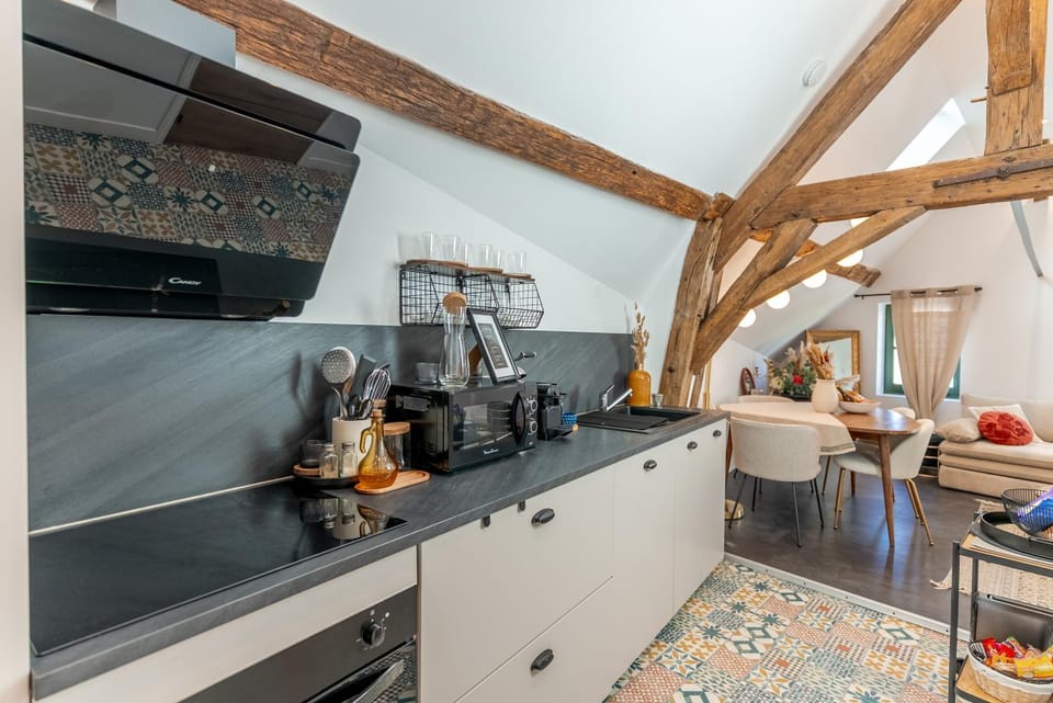 Kitchen or kitchenette, stove, kitchen