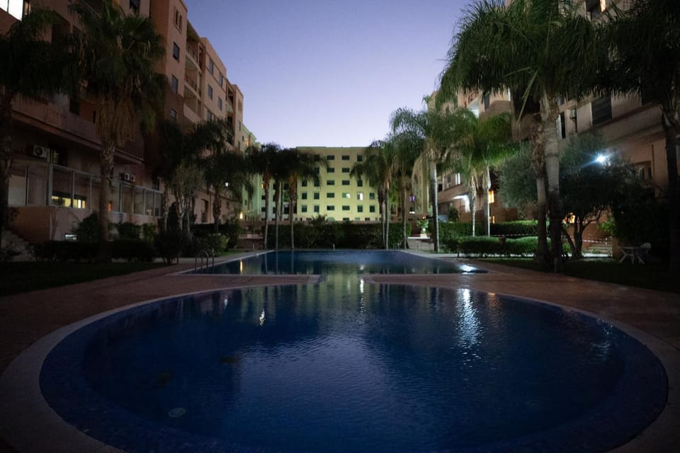 Night, Pool view, Swimming pool