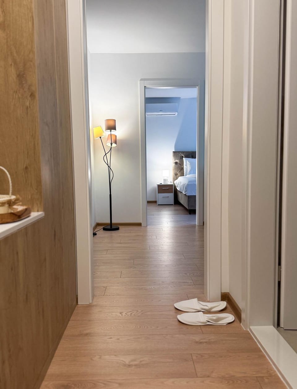 Bed, wardrobe
