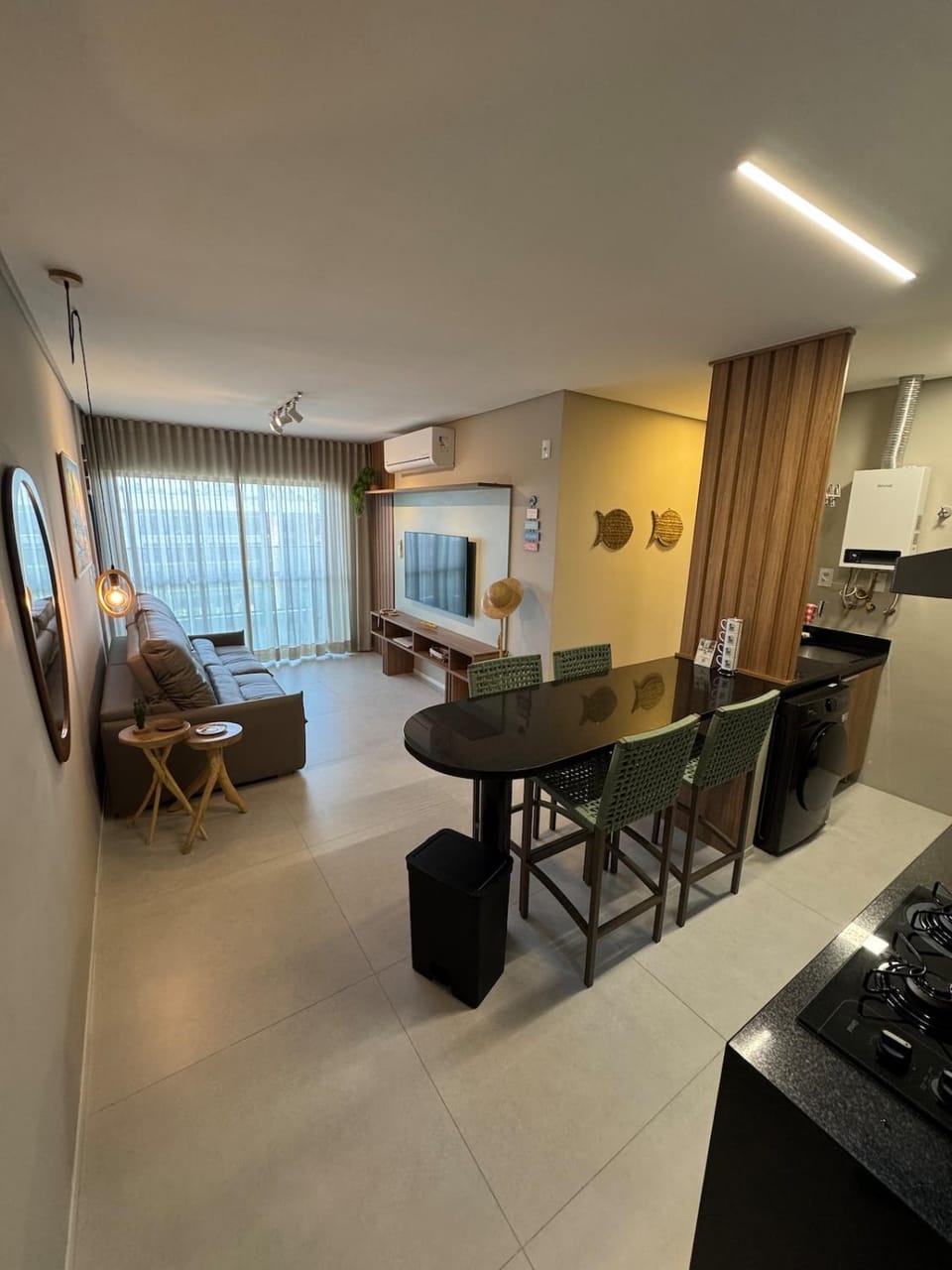 Kitchen or kitchenette, Living room, Dining area