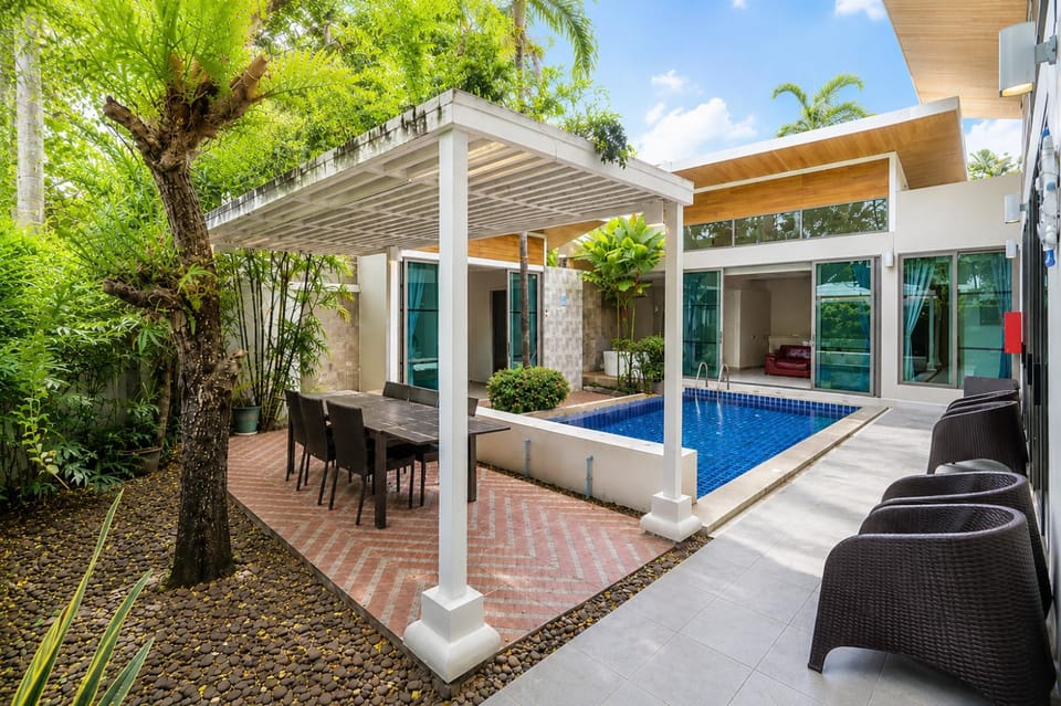 Patio, Seating area, Pool view, Swimming pool