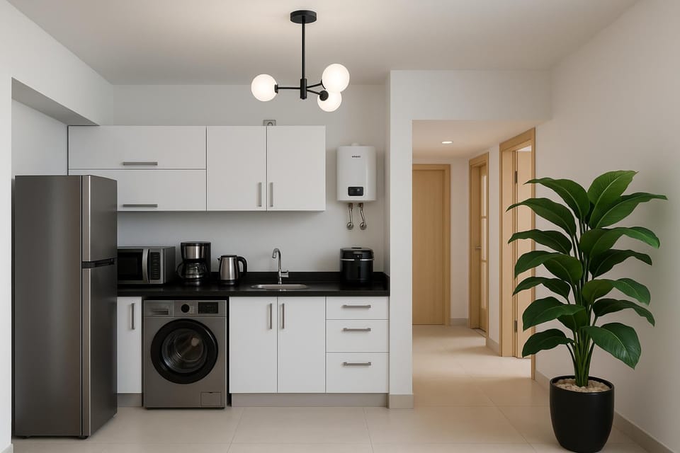 Coffee/tea facilities, Kitchen or kitchenette, dishwasher, oven, washing machine