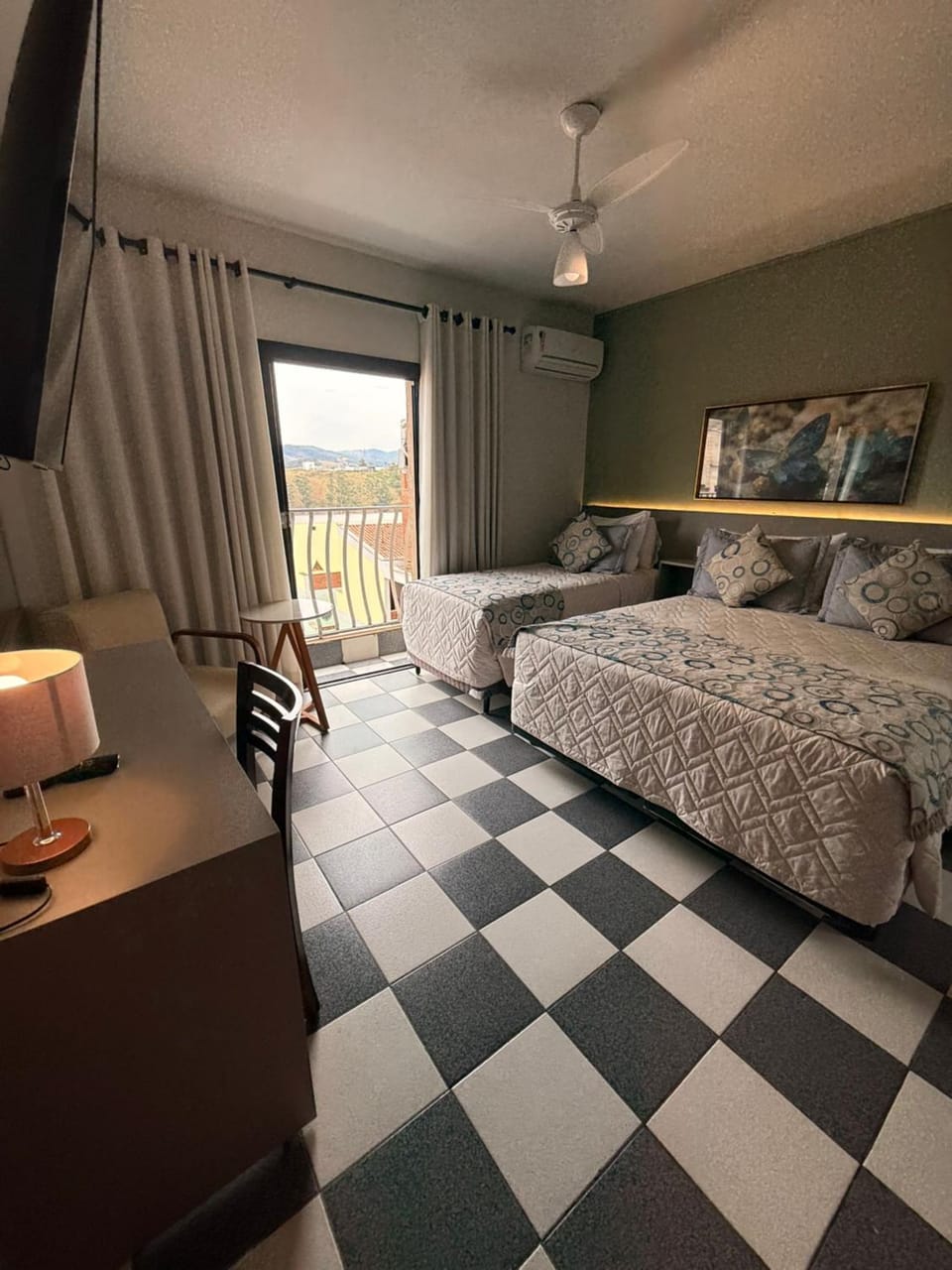 City view, minibar, safe, air conditioner