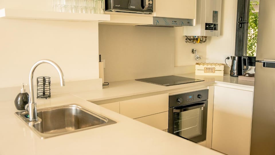 Kitchen or kitchenette, oven