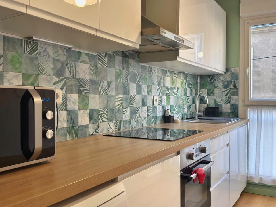 Kitchen or kitchenette, dishwasher, stove