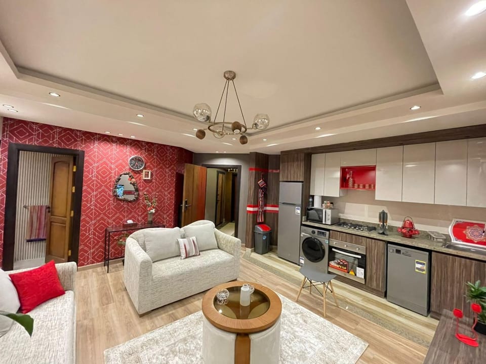 Kitchen or kitchenette, Living room, Seating area, dishwasher, oven, stove
