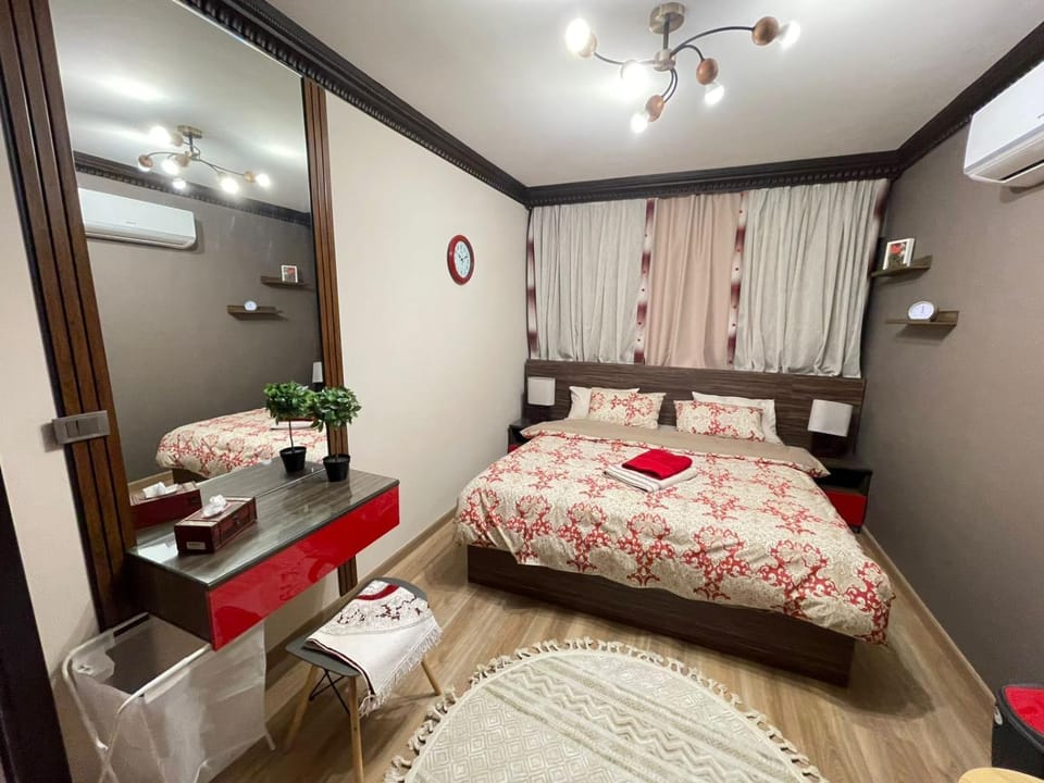 Bed, Photo of the whole room, Bedroom, towels, air conditioner