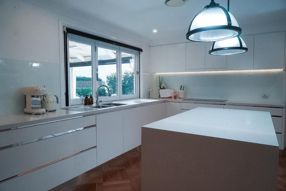 Kitchen or kitchenette, stove