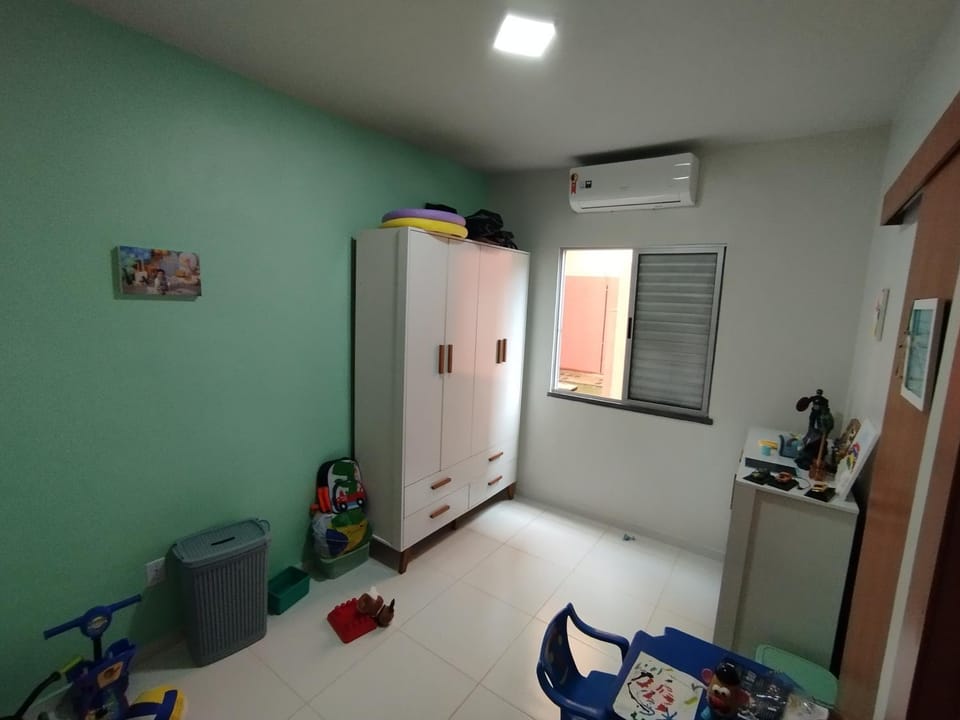 Bed, wardrobe