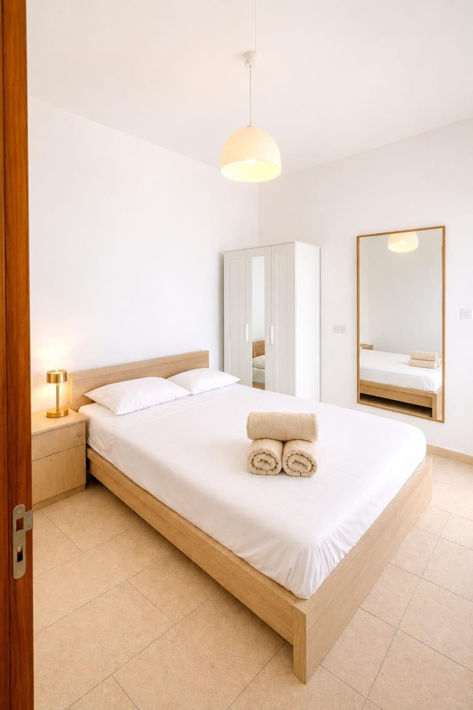 Bed, Bedroom, towels, wardrobe