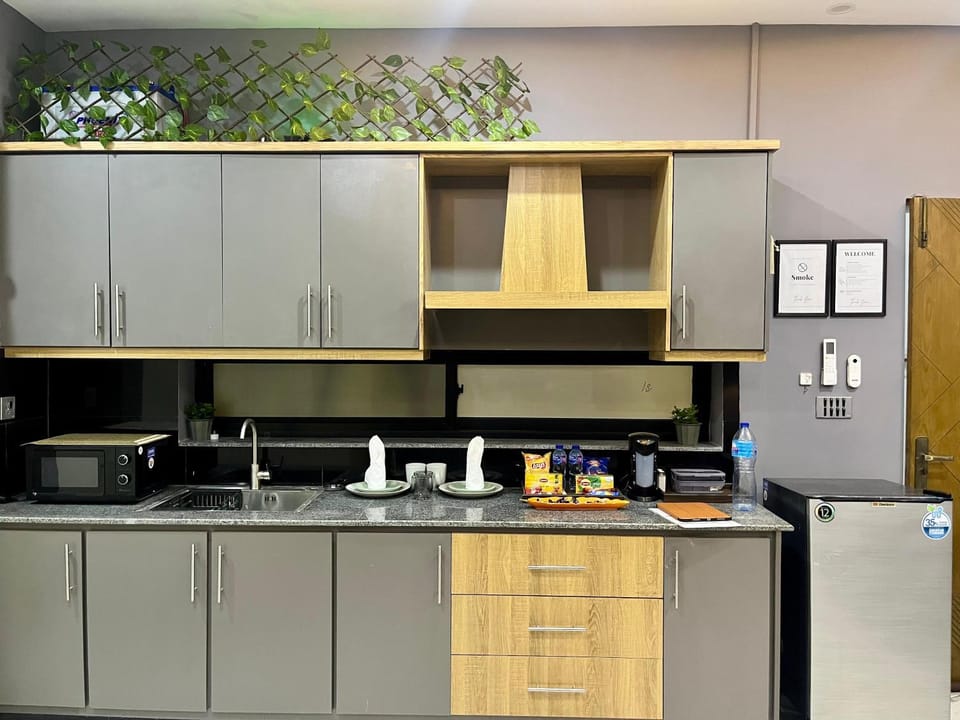 Kitchen or kitchenette, minibar, oven