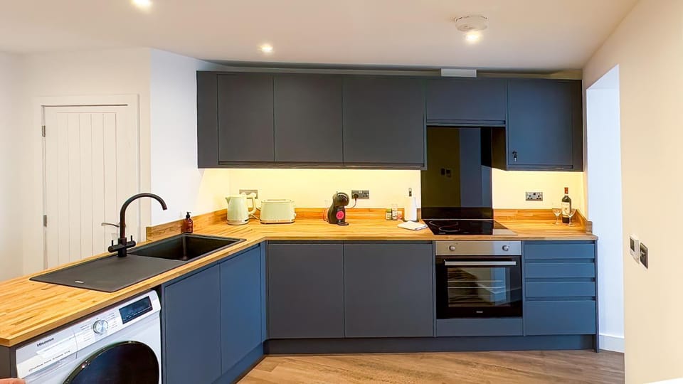 Kitchen or kitchenette, stove, toaster, kitchen