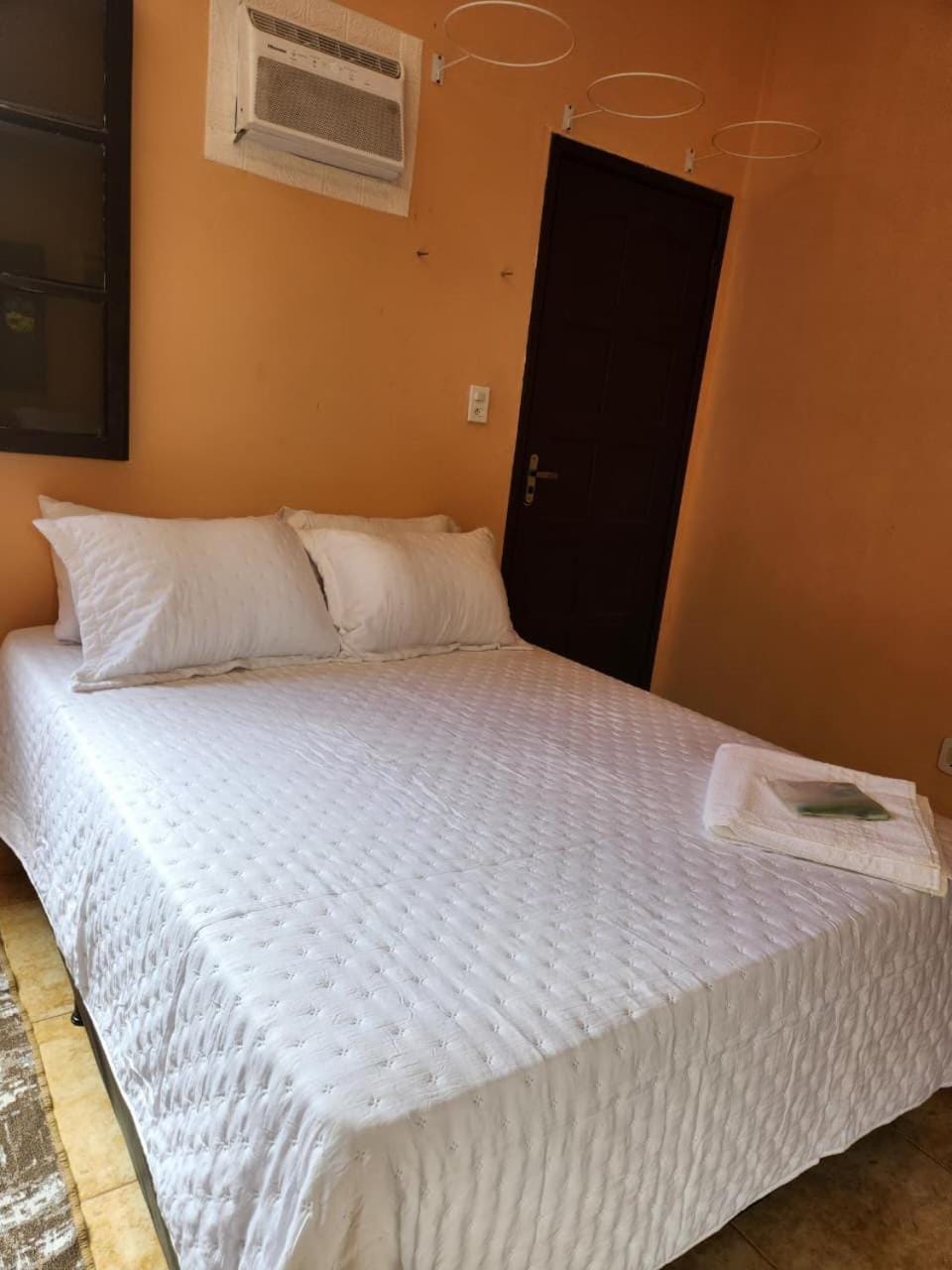 Bed, Photo of the whole room, Bedroom, towels, air conditioner