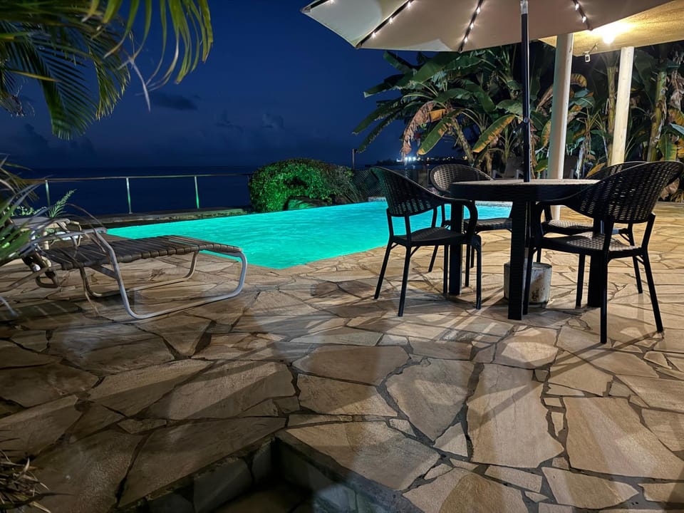 Night, Balcony/Terrace, Pool view, sunbed