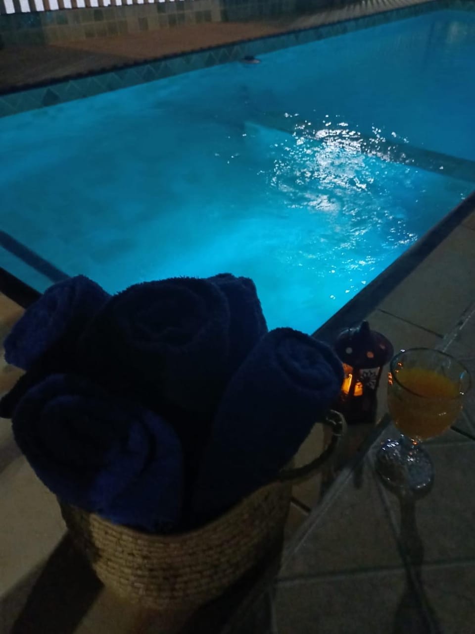 Night, Pool view, Swimming pool